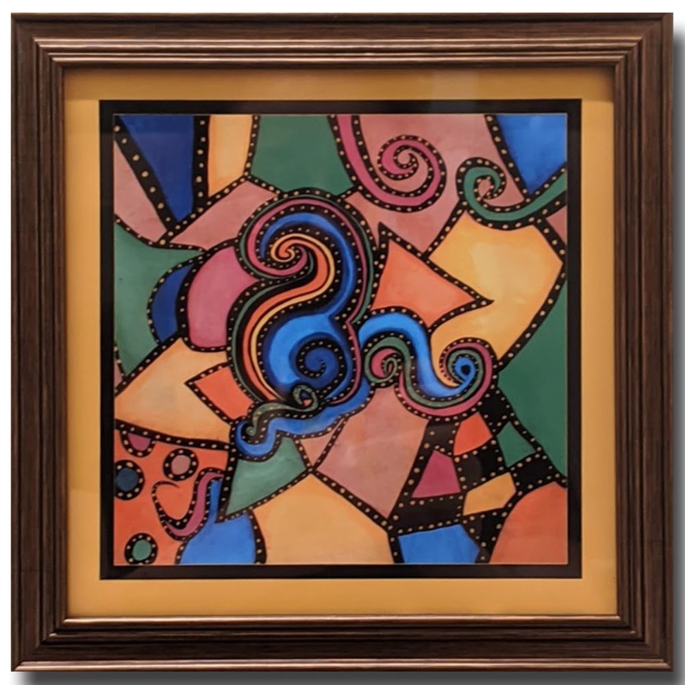 Colorful Signed Abstract Framed Wall Art